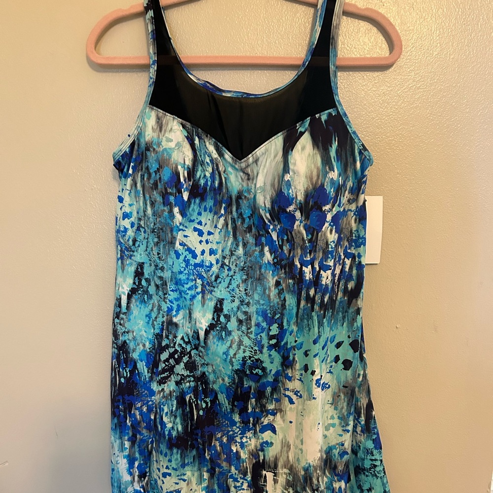 Swimsuits for All Size 18 mesh High Neck Swimdress